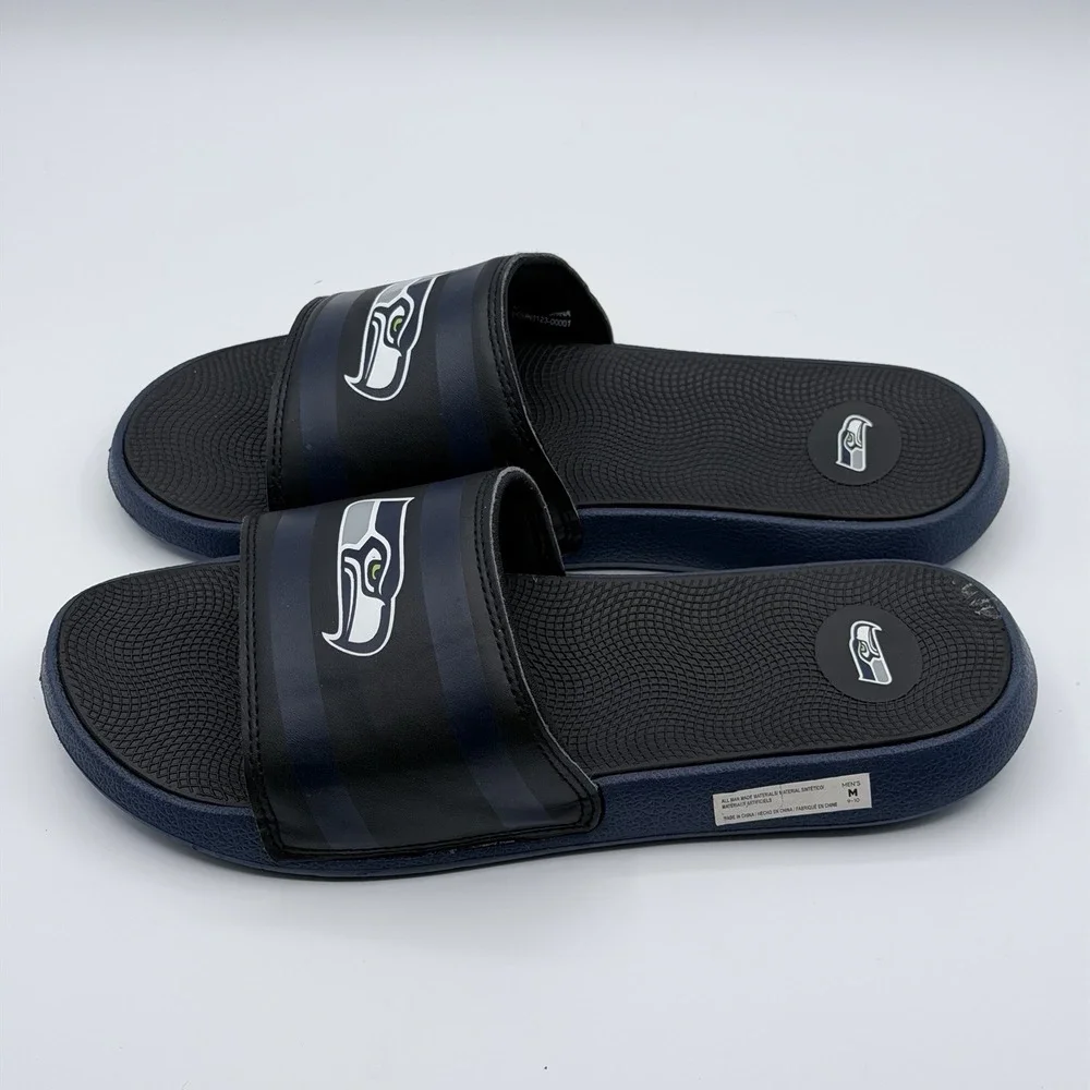Seattle Seahawks NFL Mens FOCO Slide Sandals Training Camp Gel Slides Sz M 9-10